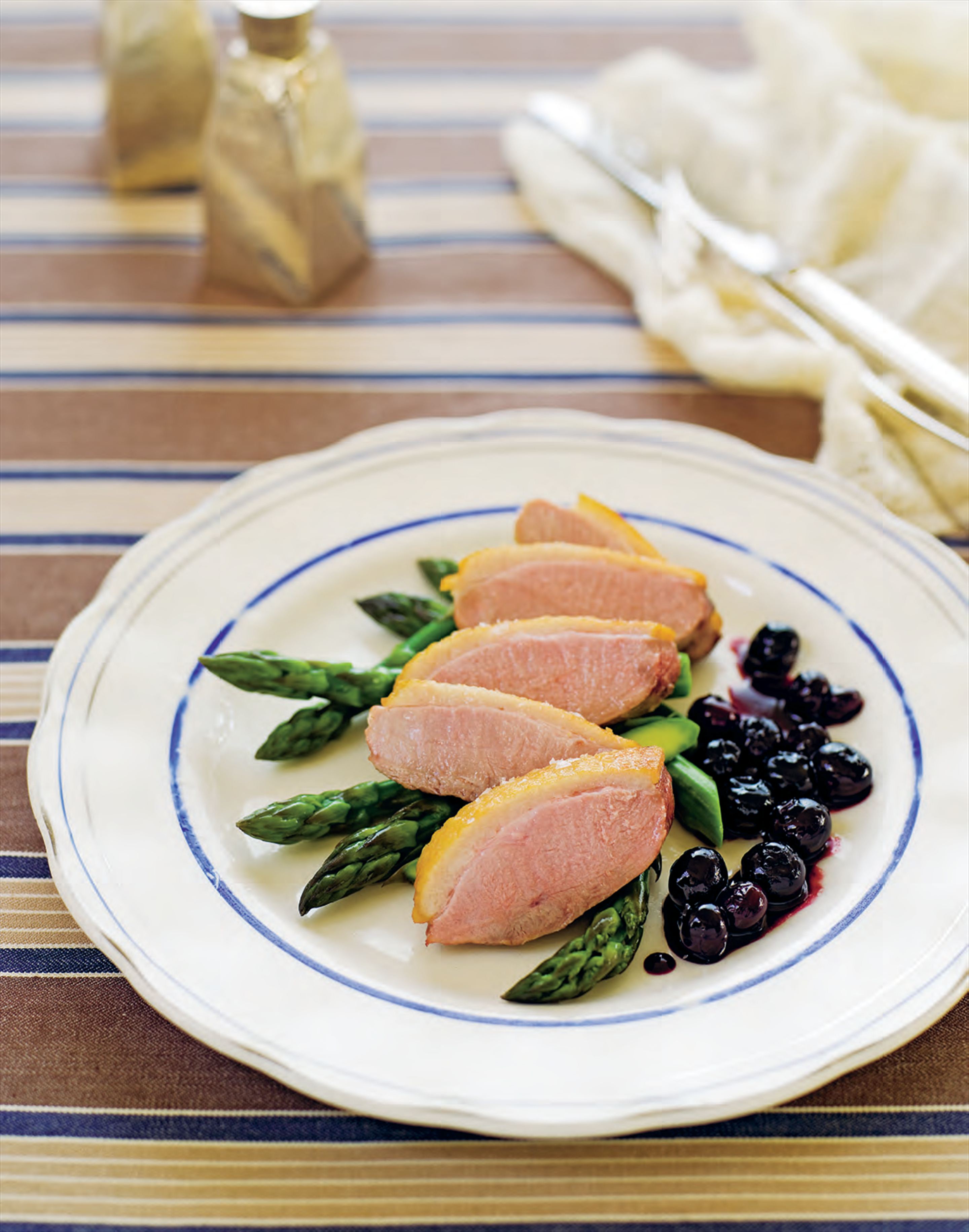 Duck breasts with blueberry and balsamic sauce