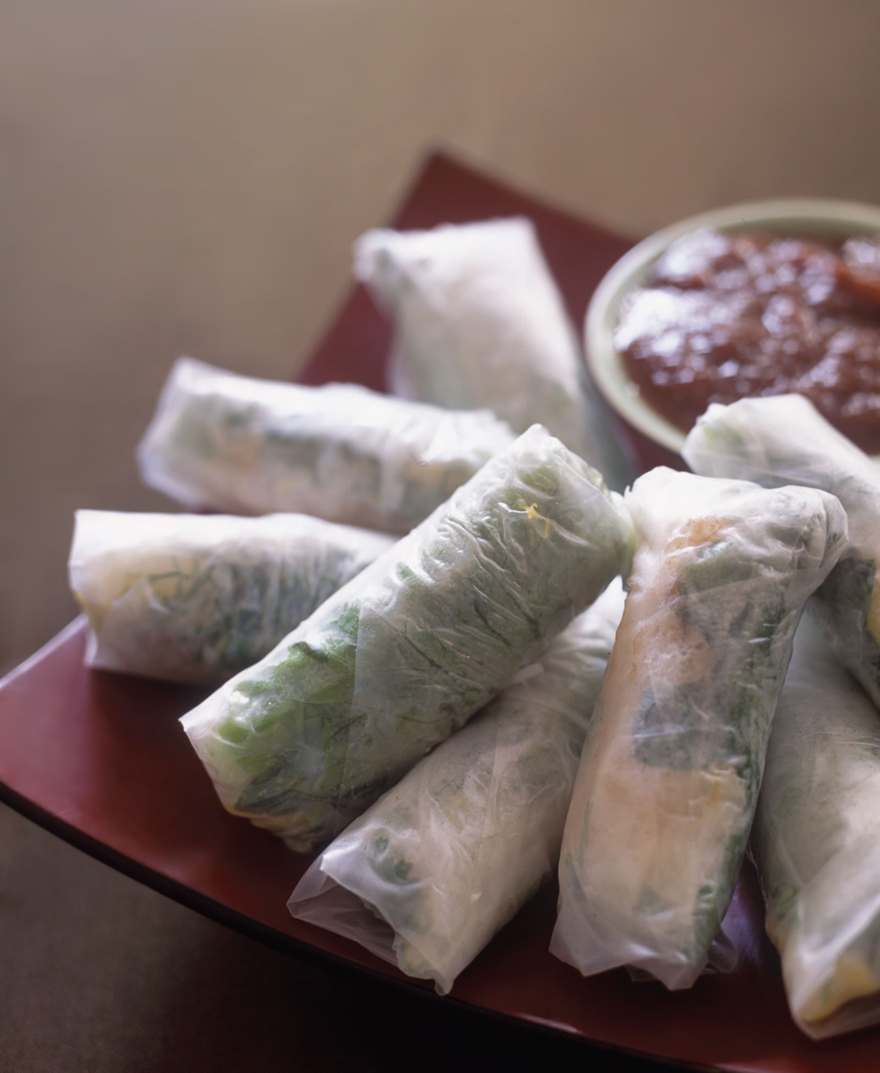 Rockling and pineapple spring rolls