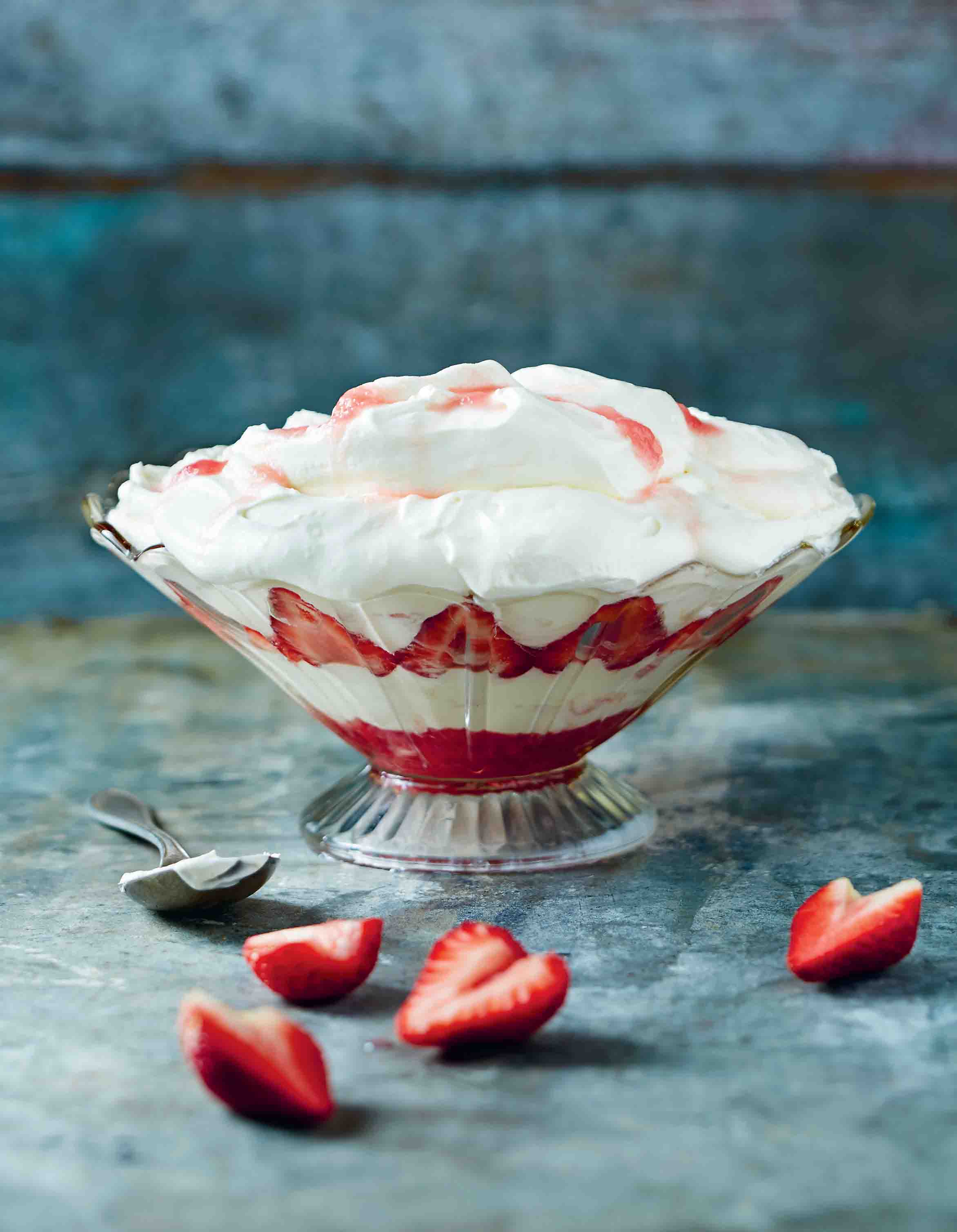 Strawberry rhubarb fool with rose-scented shortbread