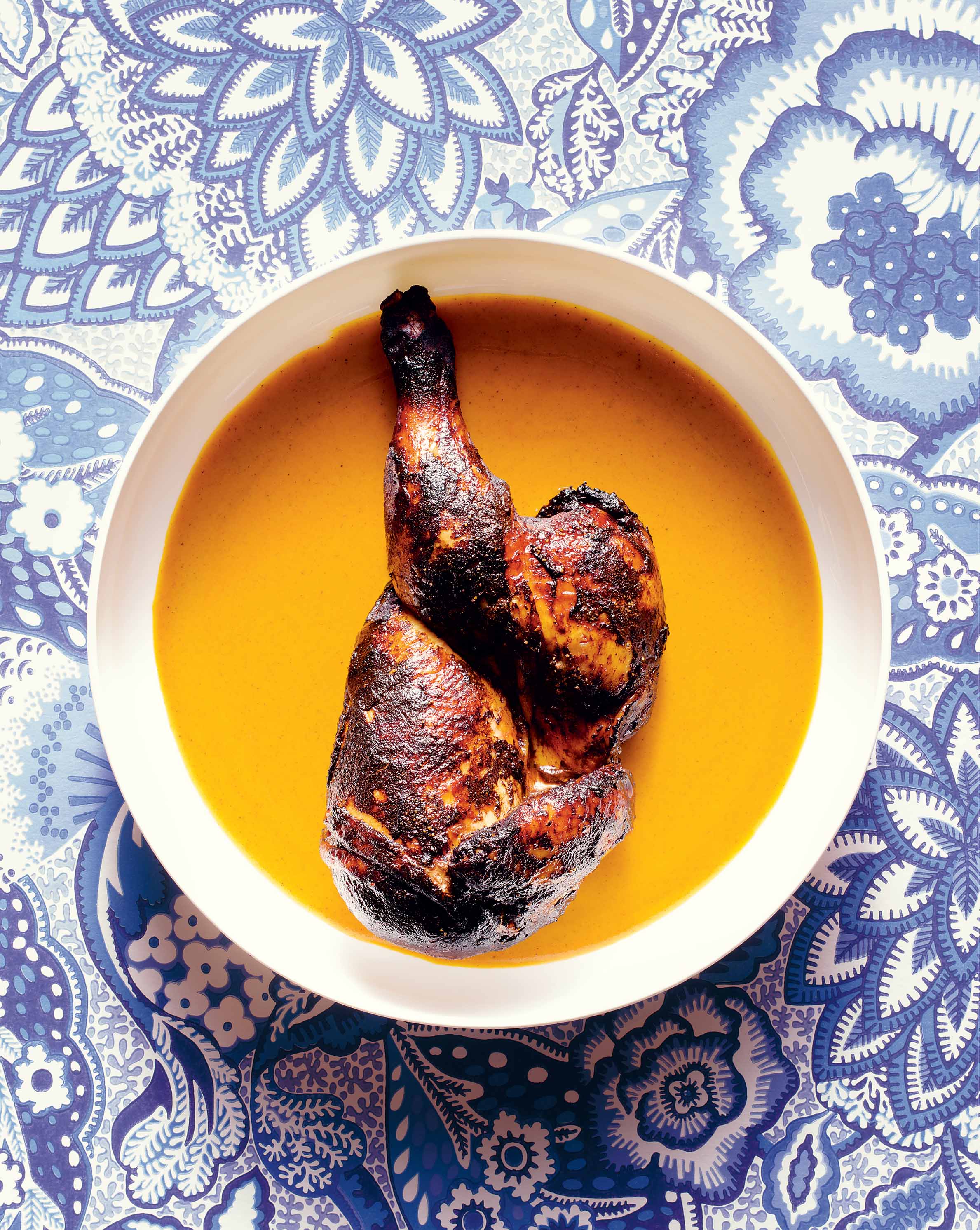 Barbecued chicken with yellow mustard sauce