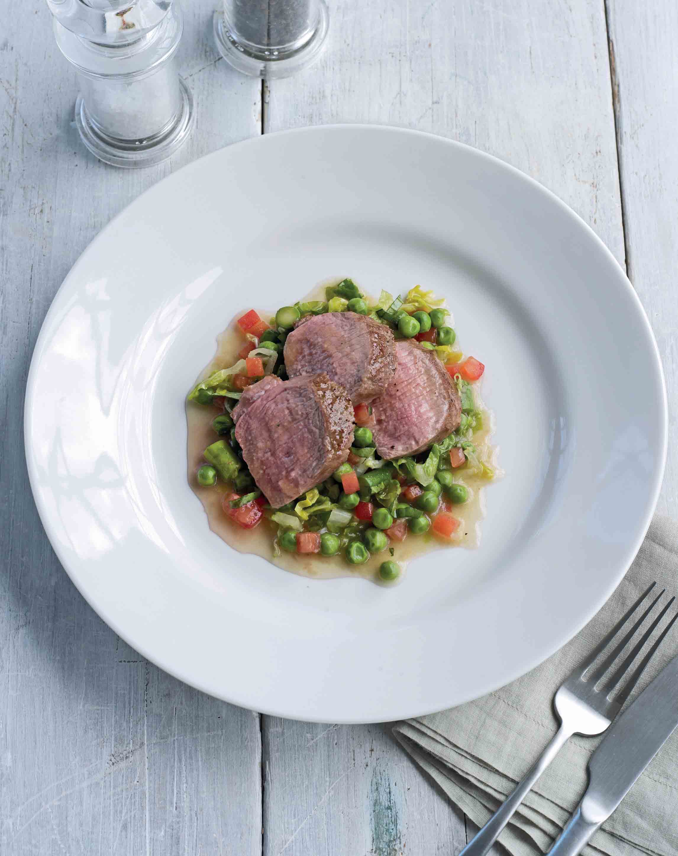 Loin of lamb with braised summer vegetables