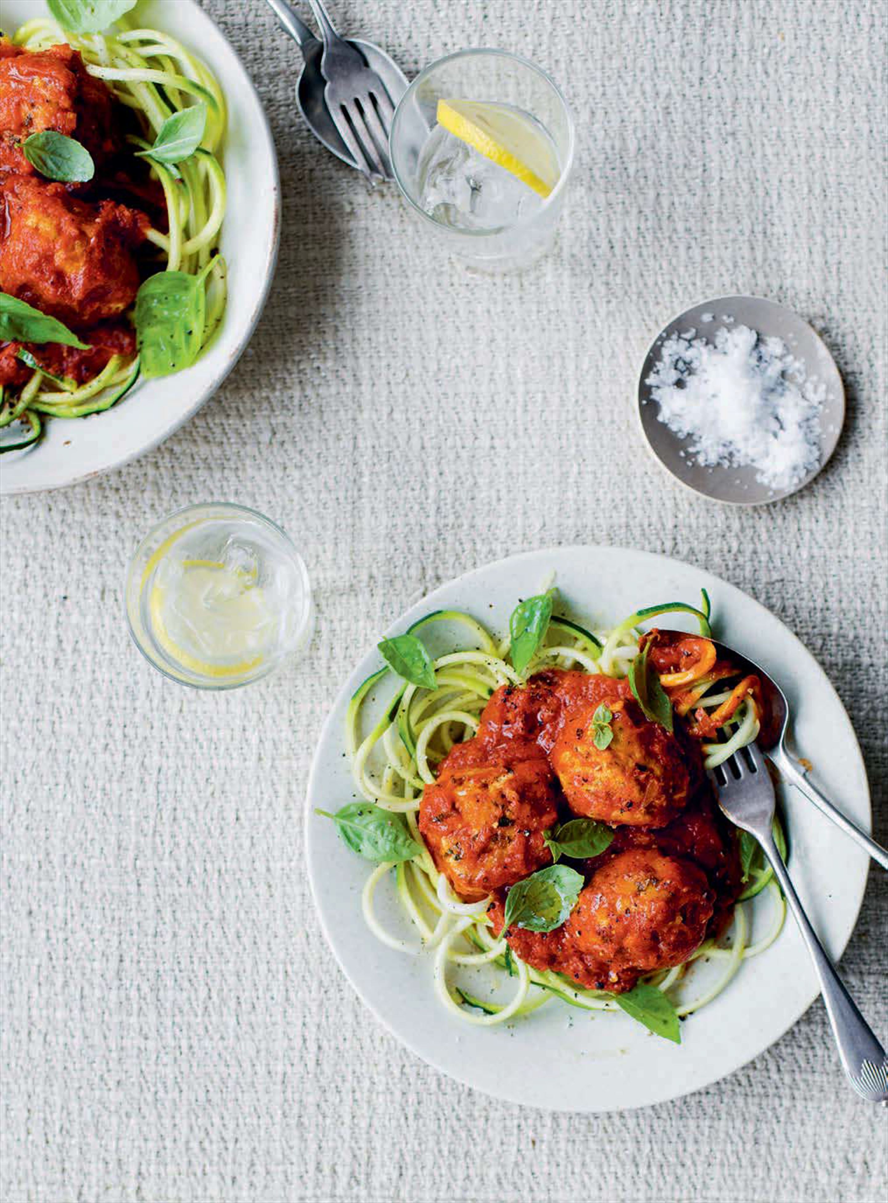 Herbed turkey meatballs with courgetti pomodoro