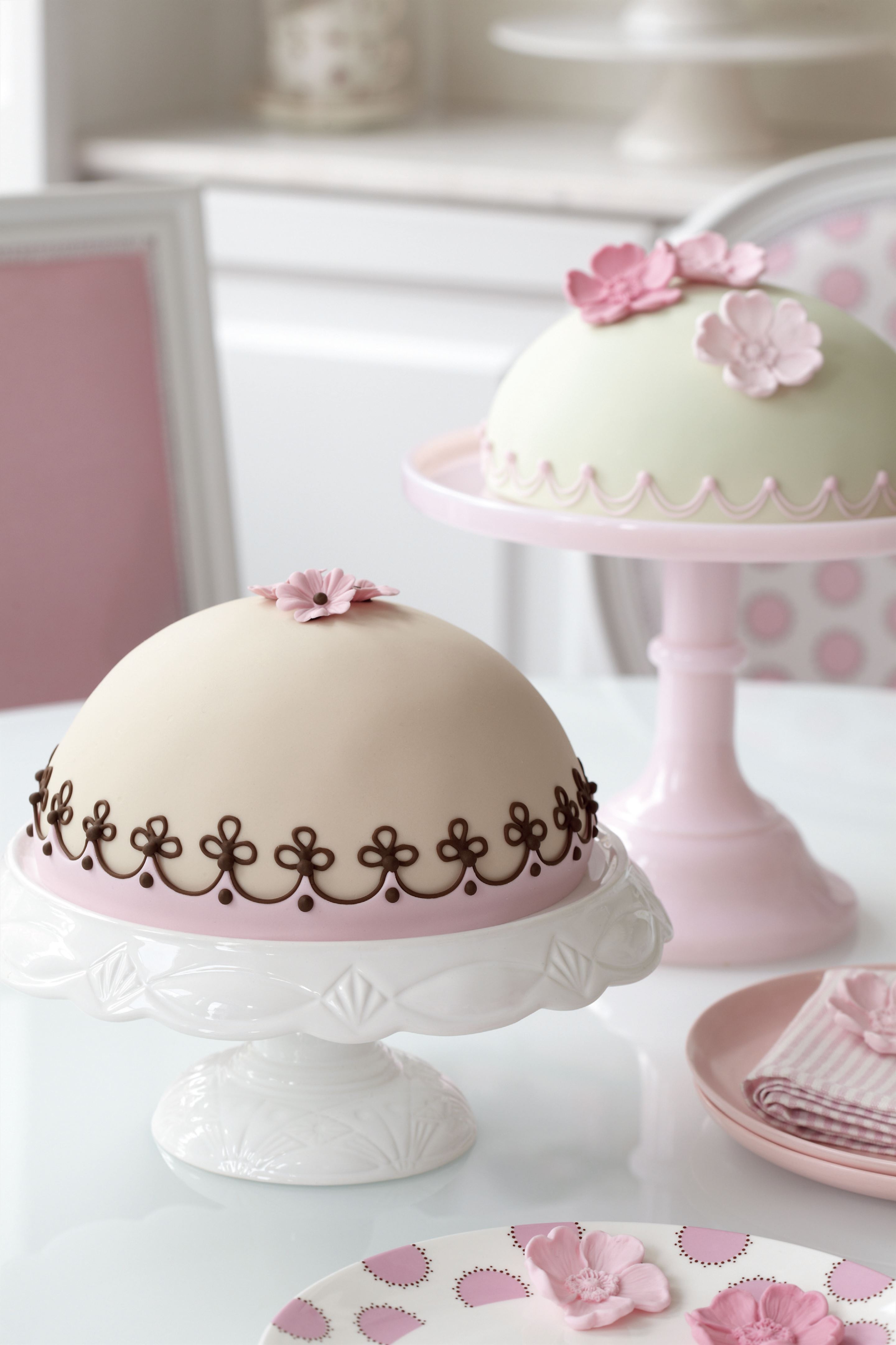 Raspberry & rose dome cake